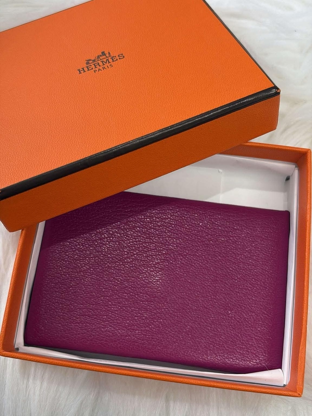 Hermes Pink Leather Calvi Card Case.